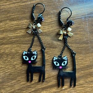 Betsey Johnson Black Cat Earrings